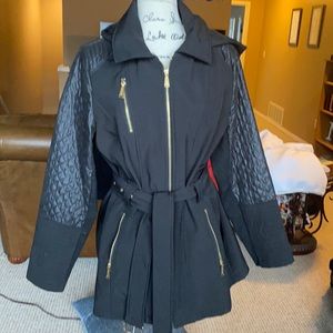 Michael Kors long black tie waste jacket